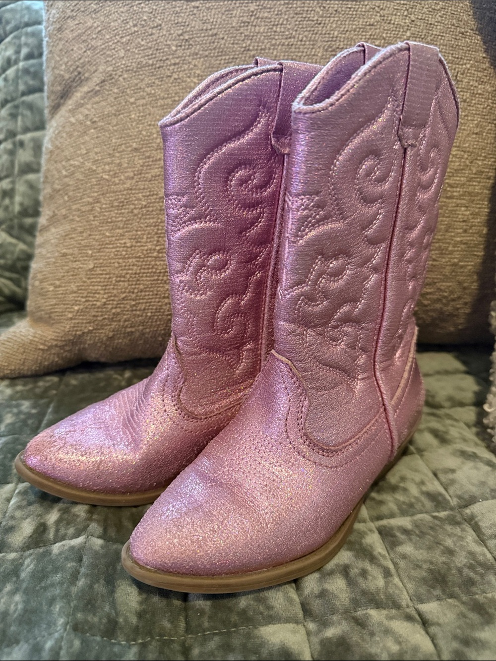 Sparkly Pink Girls' Cowgirl Boots size 12